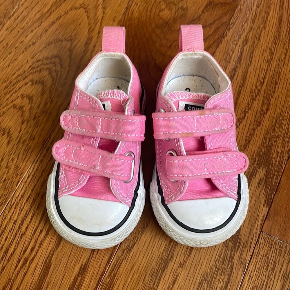 Toddler pink Velcro converse size 3, some wear and tare as pictured